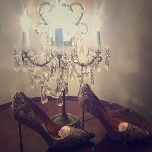 Badgley Mischka Champagne Rouge embellished heels